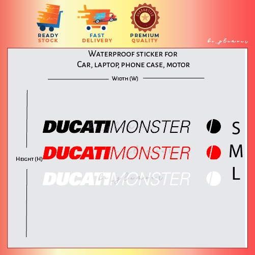 [D2] DUCATI Monster Logo Sticker สะท้อนแสง stiker racing motorsport superbike pantulanaya ไวนิลกันน้