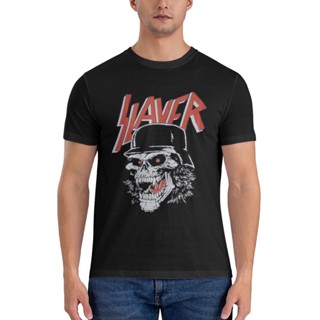 เสื้อยืด พิมพ์ลาย Slayer Skull Helmet Thrash Metal สําหรับผู้ชาย