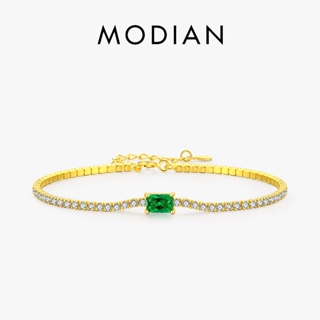 Modian สร้อยข้อมือเงินแท้ 925 ประดับเพทาย สีทอง หรูหรา สําหรับผู้หญิง 2021