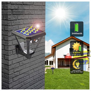 ไฟตกแต่ง โคมไฟติดผนัง 100 LED Solar Motion Sensor light  2IN1 3โหมด