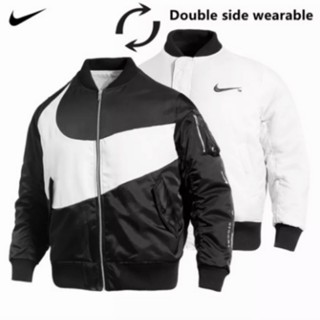 Nike SwooshTherma-FIT เสื้อแจ็กเก็ตกีฬาลําลอง สองด้าน ให้ความอบอุ่น ของแท้ 100% สําหรับผู้ชาย DR7021-010