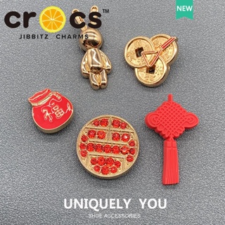 Jibbitz crocs charms หัวเข็มขัดโลหะ รูปกระต่ายน่ารัก สไตล์จีน คุณภาพสูง อุปกรณ์เสริม สําหรับตกแต่งรองเท้า 2023