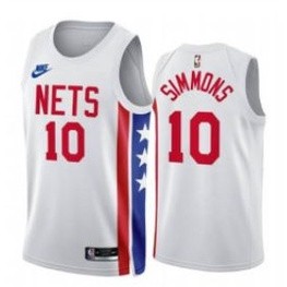 Nba Brooklyn Nets No. 2023 สไตล์คลาสสิก เสื้อกีฬาบาสเก็ตบอล ลายทีม Simmons สีขาว สไตล์เรโทร มี 10 ชิ้น 717847