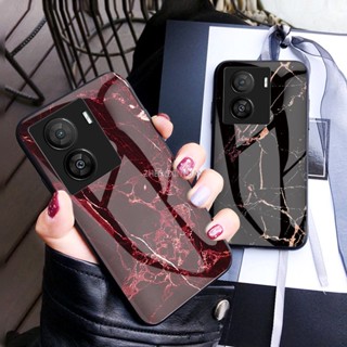 เคสโทรศัพท์มือถือกระจกนิรภัย TPU แบบนิ่ม ลายหินอ่อน ไล่โทนสี หรูหรา สําหรับ VIVO IQOO Z7 Z7X 5G IQOOZ7 IQOOZ7X