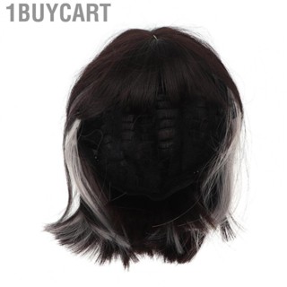 1buycart Women Short Wig  Adjustable Hanging Ears Dye Short Bob Wig High Temperature Silk Real Texture with Bang for Daily Use