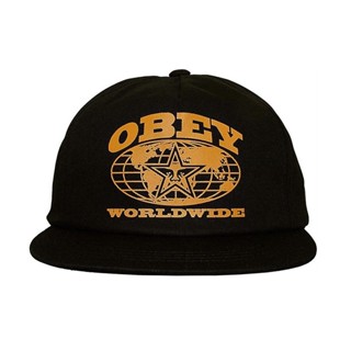 หมวกแก๊ป ลายโลโก้ Obey Flushing Snapback สีดํา สีเหลืองมัสตาร์ด สําหรับผู้ชาย