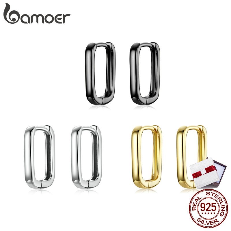 Bamoer ต่างหูเงิน S925 ประดับหัวเข็มขัด สไตล์ฝรั่งเศส เครื่องประดับ สําหรับผู้หญิง