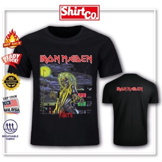 เสื้อยืด ผ้าฝ้าย พิมพ์ลายวงร็อค Iron Maiden Killers สีดํา