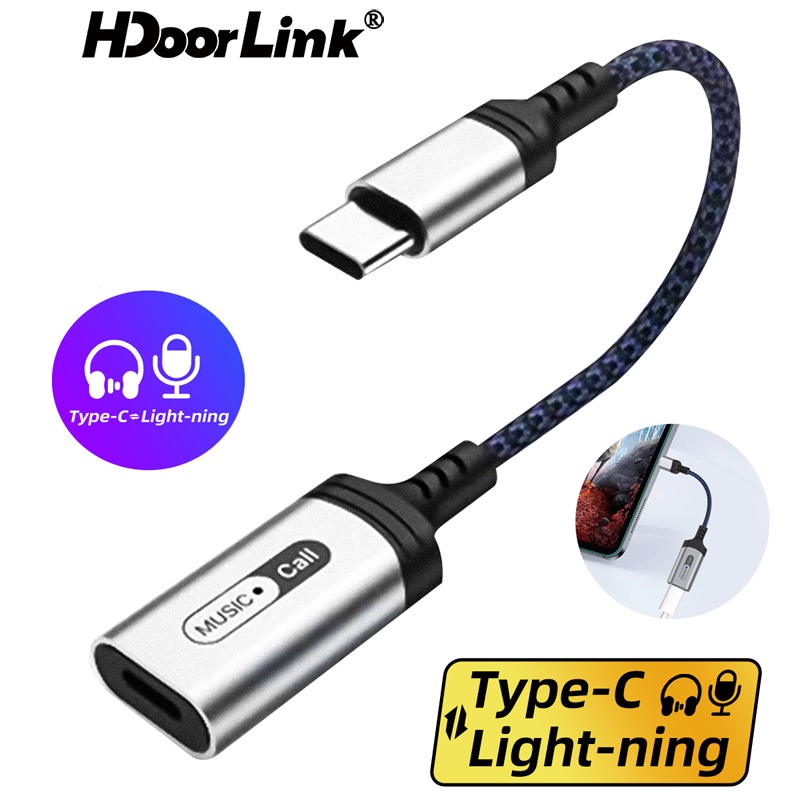 Hdoorlink อะแดปเตอร์แปลงเสียง Type C เป็น Light-ning สําหรับหูฟัง I-Pad Pro Air 2022 Air 4 7 8 Mini 6 USB C เป็น IOS