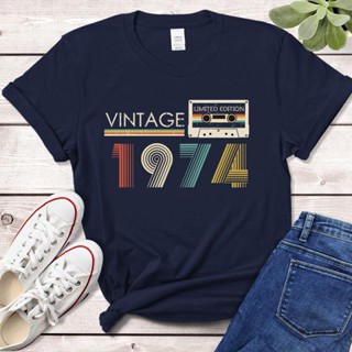 เสื้อยืด ลาย 1974 Limited Edition สไตล์วินเทจ ฮาราจูกุ ย้อนยุค เหมาะกับงานปาร์ตี้วันเกิด สําหรับผู้หญิง แม่ ภรรยา