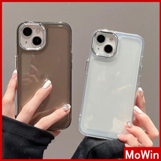 Mowin - เข้ากันได้สำหรับ เคสไอโฟน เคสไอโฟน11 เคส iphone 11 สำหรับเคส iPhone หรูหราชุบเลนส์แหวนปุ่มเคสใสเคสนิ่ม TPU กันกระแทกสีดำเข้ากันได้กับ iPhone 14 Pro Max 13 Pro max 12 Pro Max 11 xr xs max 7Plus