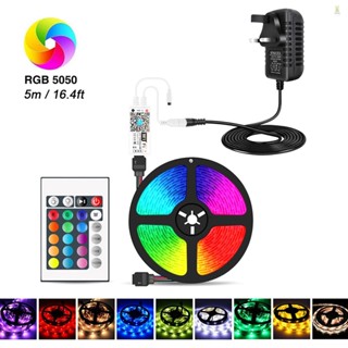 Flt สายไฟ LED 150 ดวง Wi-Fi RGB 16.4 ฟุต กันน้ํา พร้อมรีโมตคอนโทรล IR ควบคุมผ่านแอพ Wi-Fi ควบคุมด้วยเสียง และตัวตั้งเวลาเปลี่ยนสีได้ 5050 สําหรับเพดานห้อง