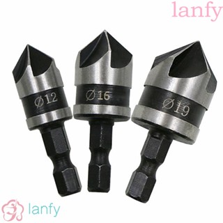 Lanfy ชุดดอกสว่านลบคม ก้านหกเหลี่ยม ขนาด 12 16 19 มม. สําหรับงานไม้ 1 3 ชิ้น