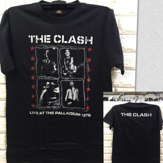 เสื้อยืดแขนสั้น พิมพ์ลายวงร็อค The Clash สีดํา