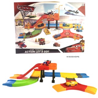 The Cars 3 Set Game Together Action Let ่s Go รางจอดรถคาร์แมคควีนและพองเพื่อน พิเศษมีเครื่องบินเพิ่ม พร้อมสถานีให้บริการ