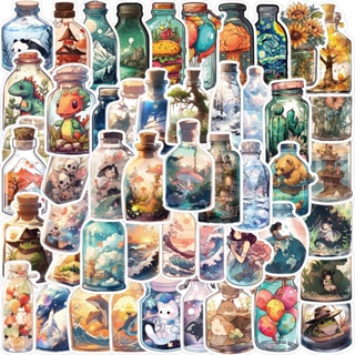 สติกเกอร์ไวนิล ลาย World in Bottle กันน้ํา สําหรับติดตกแต่งขวดน้ํา แล็ปท็อป โทรศัพท์มือถือ โน้ตบุ๊ก จักรยาน 50 ชิ้น