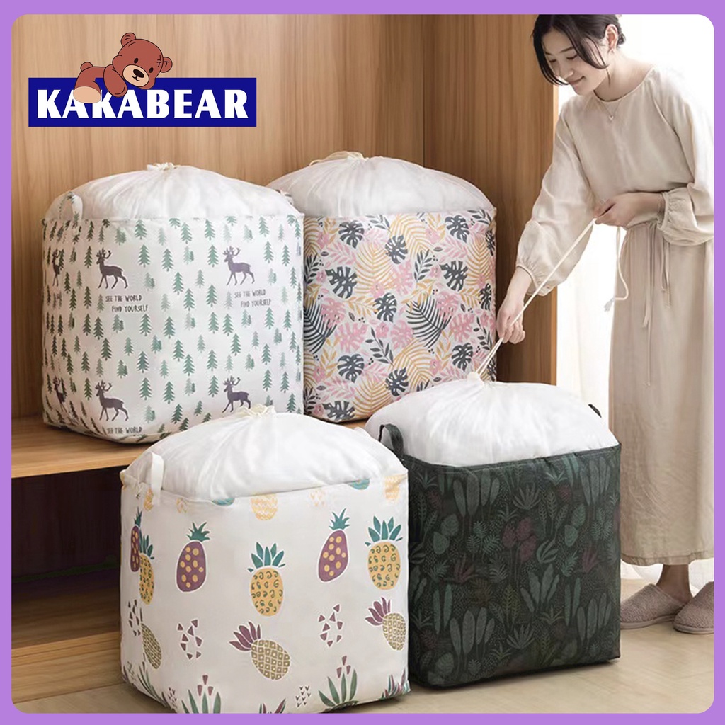 KAKABEAR100L กระเป๋าเก็บของความจุขนาดใหญ่ ที่เก็บเสื้อผ้า ที่เก็บผ้านวม ห้องเก็บของเล่น กันความชื้น กันฝุ่น