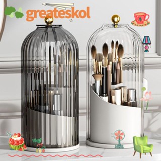 Greateskol ใหม่ ที่วางแปรงแต่งหน้า แบบตั้งโต๊ะ 360° กล่องเก็บอายแชโดว์ แบบหมุนได้