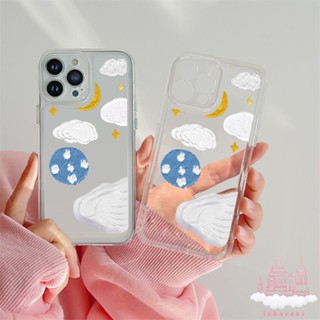 เคสโทรศัพท์มือถือแบบนิ่ม TPU ใส กันกระแทก กันรอยกล้อง ลายก้อนเมฆ ดาว สําหรับ iPhone 14 13 12 11 Pro Max X XR XS 7 8 Plus SE 2020