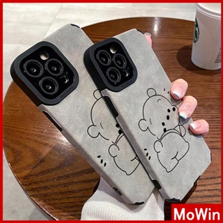 Mowin - เข้ากันได้สำหรับ เคสไอโฟน เคสไอโฟน11 เคส iphone 11สติ๊กเกอร์นักเรียน หนังนิ่มกันกระแทกฝาครอบกล้องป้องกันน่ารักการ์ตูนหมีเรียบง่ายเข้ากันได้กับ iPhone 13 Pro max 12 Pro Max 11 xr xs max 7 8Plus