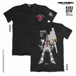 เสื้อยืดผ้าฝ้ายพิมพ์ลายแฟชั่น [ Graphic TEE ] RX-93 HI NU GUNDAM โมเดลกันดั้ม ออกแบบเอง (XS ถึง 5XL)