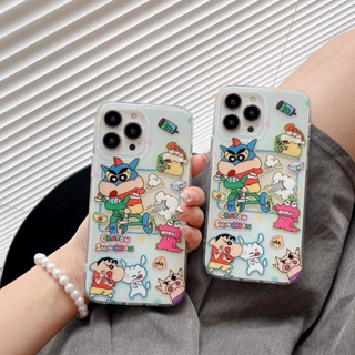 เคสโทรศัพท์มือถือ ป้องกันกระแทก ลายการ์ตูนชินจัง สองด้าน สําหรับ Apple IPhone 14 13 12 11 Pro Max