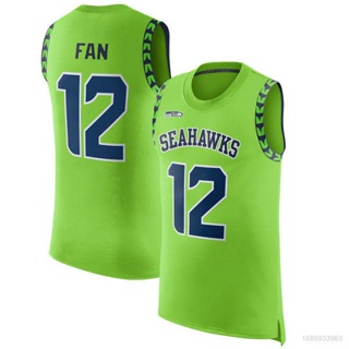 เสื้อกีฬาแขนกุด ลายทีม Seattle Seahawks Fan Jersey HQ1 NFL พลัสไซซ์ สําหรับผู้ชาย และผู้หญิง QH1