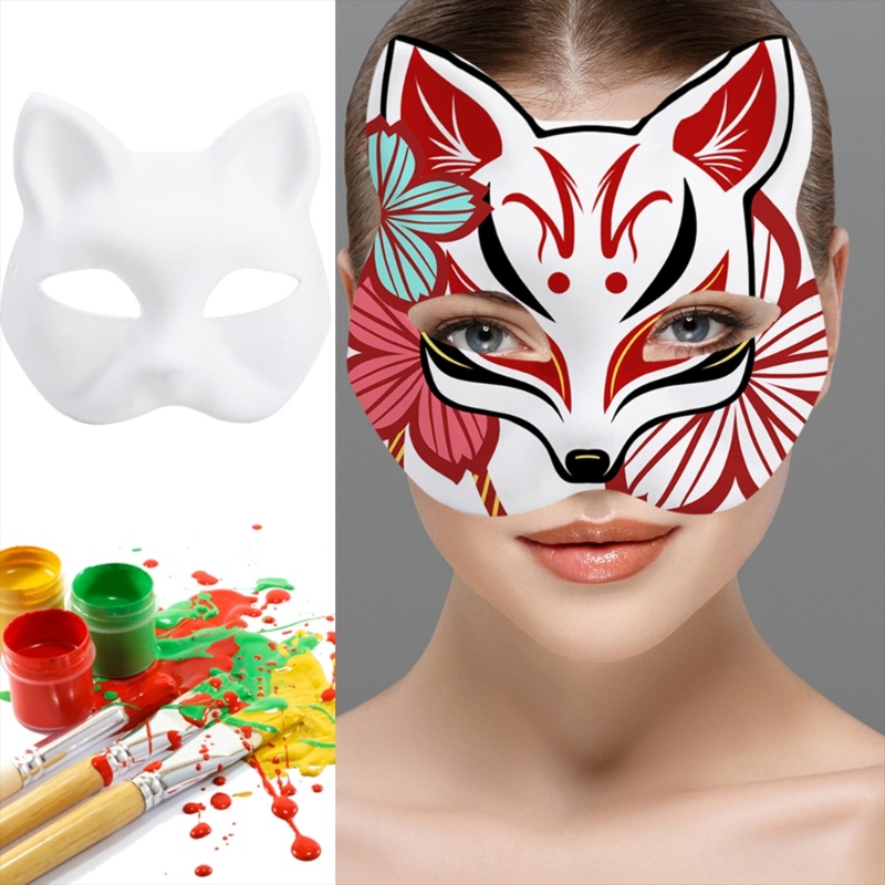 SPT* DIY Cat Hand-Painted Foxes Masquerade Half Face คอสเพลย์