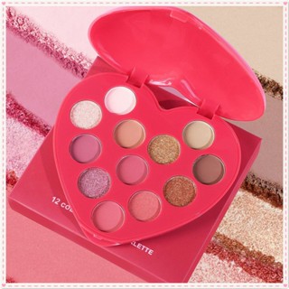 Handaiyan 12 Color Eyeshadow Palette Heart-shape Matte Pearly Potato Mashed Eye Shadow Smooth Easy To Color Waterproof Long Lasting Party Eye Makeup JOYFEEL