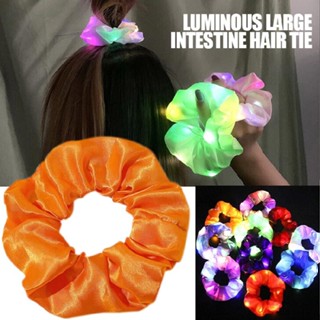 New LED Light Up Scrunchie Ponytail Hair Band Tie Luminous Elastic Headdress