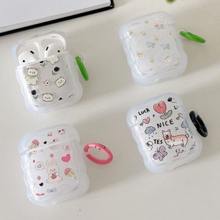 เคสหูฟังใส แบบนิ่ม ลายสุนัข และกระต่าย และดอกไม้ สําหรับ AirPods Pro 2 3 Air Pods 1 2