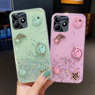 เคสโทรศัพท์มือถือ TPU นิ่ม แบบใส ป้องกัน ลายกลิตเตอร์ดาวอวกาศ สําหรับ Realme C53 NFC