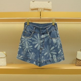 [New product in stock] S daisies printed jeans high waist straight casual womens shorts quality assurance DHAC