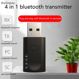 [Rut] ตัวรับส่งสัญญาณเสียงบลูทูธ 5.1 เอาท์พุต 4 In 1 USB สําหรับคอมพิวเตอร์ ทีวี รถยนต์ COD