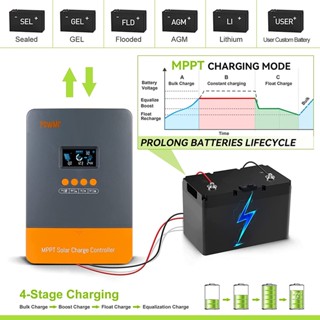 【ลด】PowMR ใหม่ล่าสุด ที่ชาร์จพลังงานแสงอาทิตย์ MPPT 60A 12V 24V 48V 48V PV 190VDC รองรับแบตเตอรี่ลิเธียม