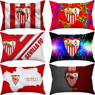 Sevilla FC ปลอกหมอน ผ้าโพลีเอสเตอร์ ทรงสี่เหลี่ยมผืนผ้า ลายโลโก้ฟุตบอล สําหรับตกแต่งบ้าน โซฟา (ไม่มีแกนหมอน)