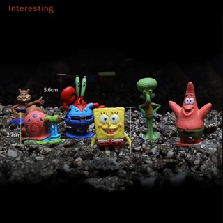 [Interesting] ชุดตุ๊กตาการ์ตูน Spongebob ขนาดเล็ก สําหรับตกแต่งตู้ปลา