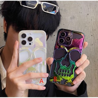 เคสโทรศัพท์มือถือ ลายกะโหลกเลเซอร์ สําหรับ iphone 14 13 14promax 13 13pro 13promax 12 11 promax 11pro x xs xr xsma 7 8plus