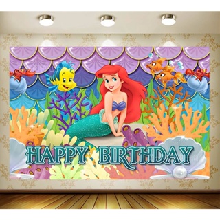 Kira The Mermaid Birthday แบนเนอร์พื้นหลัง สําหรับตกแต่งปาร์ตี้ ถ่ายภาพ