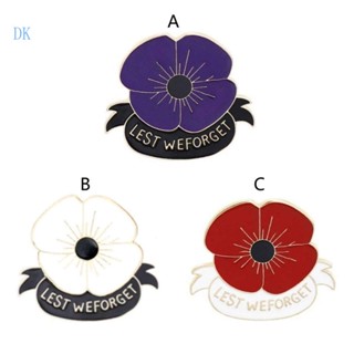 Dk ที่ระลึก ดอกไม้สีแดง เข็มกลัด วินเทจ Pins เกรงว่า We Forget Veterans Day Pins