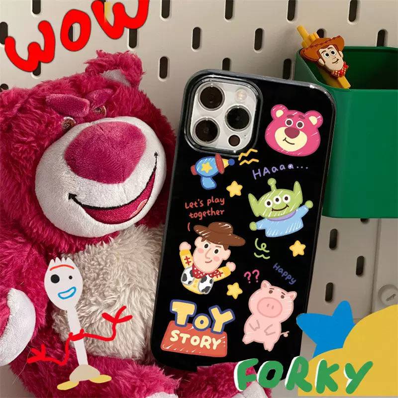 เคสโทรศัพท์สกรีนลายการ์ตูน สีดำ น่ารัก นิ่ม กันกระแทก สำหรับ13/12/14 Plus Pro Max 8/7 Plus X/Xทุกรุ่น #5033
