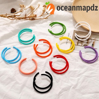 OCEANMAPDZ ต่างหูห่วง ทรงกลม เรขาคณิต แฮนด์เมด สีแคนดี้ เครื่องประดับแฟชั่น สําหรับผู้หญิง