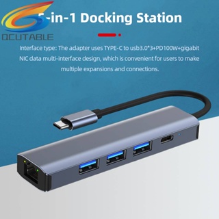 5-in-1 ฮับ USB C 100W PD 5Gbps Type C เป็น USB3.0 ปลั๊กแอนด์เพลย์