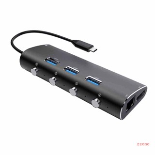 Zzz ขายดี 6 in 1 ฮับ Type C USB3 0 แยก 5Gbps Lan Rj45 1000M