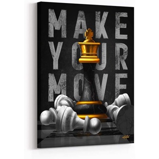 ผ้าใบ พิมพ์ลายคําคม Inktuitive Make Your Move สร้างแรงบันดาลใจ สไตล์นักธุรกิจ สําหรับตกแต่งผนังห้องนอน ห้องนั่งเล่น