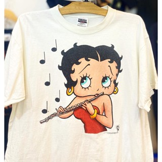 เสื้อยืดแขนสั้น ผ้าฝ้าย พิมพ์ลาย Miss Betty Boop American Sweet Beauty