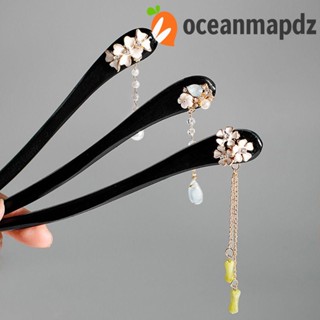 OCEANMAPDZ ที่คาดผมไม้ หรูหรา คลาสสิก ฮั่นฝู ดิสก์ผม พู่ สําหรับผู้หญิง สไตล์จีน ส้อมผม สําหรับผู้หญิง