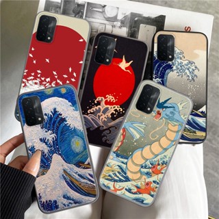 เคสโทรศัพท์มือถือแบบนิ่ม ลายคลื่นญี่ปุ่น สีเขียว C285 สําหรับ Realme X Lite XT X2 V11 V11S 8i 9 Pro Plus 5G Narzo 50i