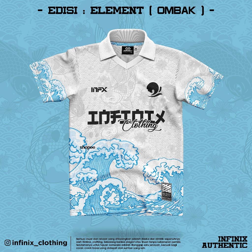 เสื้อผ้า INFINIX® เสื้อกีฬาแขนสั้น ลายทีม EDISI ELEMENT (OMBAK) สไตล์เรโทร ขนาดใหญ่