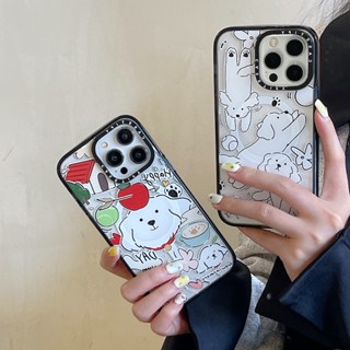 Casetify เคสโทรศัพท์มือถืออะคริลิคแข็ง แบบใส ลายสุนัข Happy Day สําหรับ iPhone 14 13 12 11 Pro Max Plus